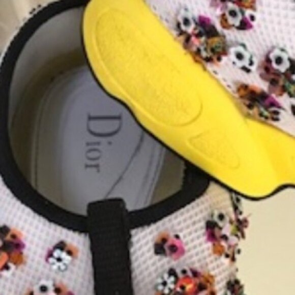 DIOR Vintage Fusion Embellished Beaded Floral Sneakers Shoe Slides Leather Mesh - Picture 13 of 13